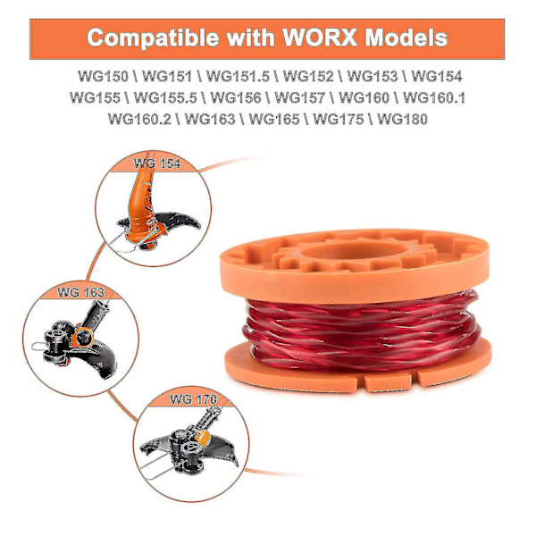 Reservedeler for trimmertråd for Worx, 13 pakker (12 pakker med 10 fot