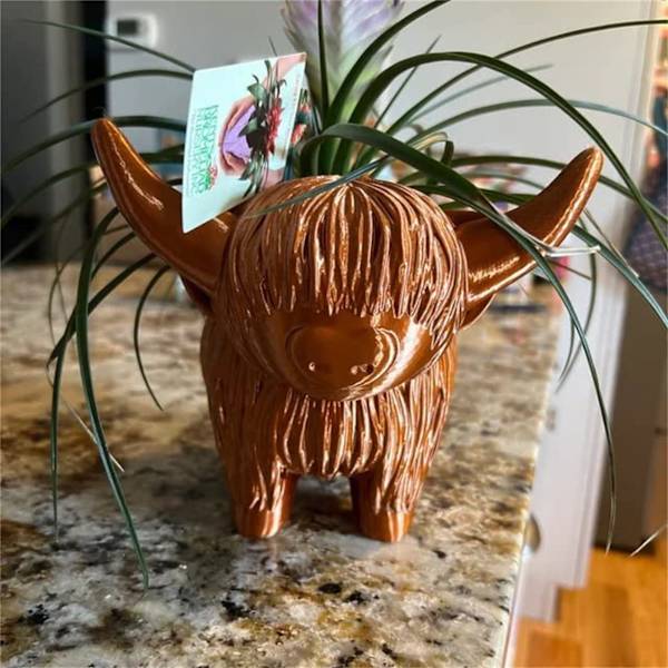 Highland Cow Planter Plant Pot - Söt Resin Succulent Blomkrukor, Roliga Planter Förvaringsbehållare för Utomhus Inomhus Bakgård