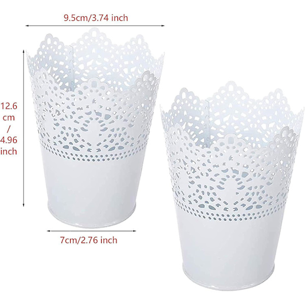 2 stk. Multifunktionel Blomsterpotte, Blomsterpotte Vase Blyantspotte, Hule Blyantspotter Til Kontor (Hvid)