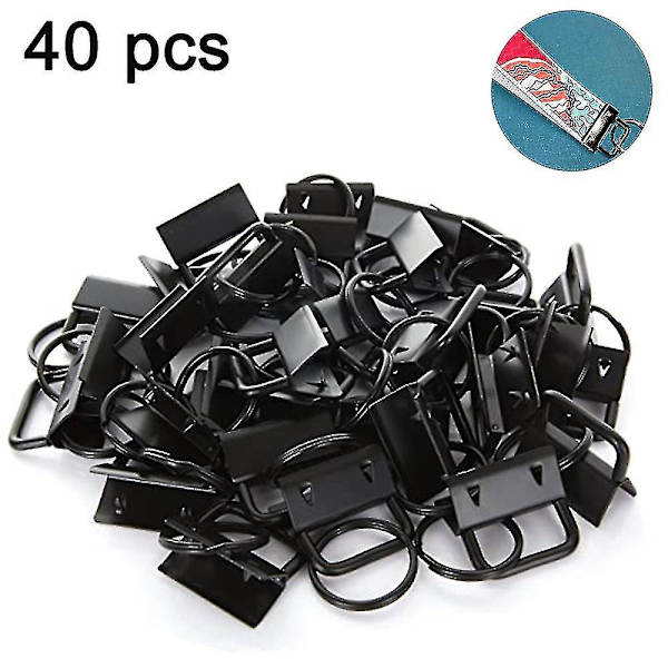 40-pak Nøgleholder Hardware med Nøglering, Nøglering Håndledsrem Bomuldshale Klips Webbing 26mm