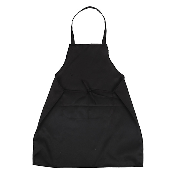 4x Unisex 2-fickor Svart Köksförkläde Haklapp, En Storlek I Medium
