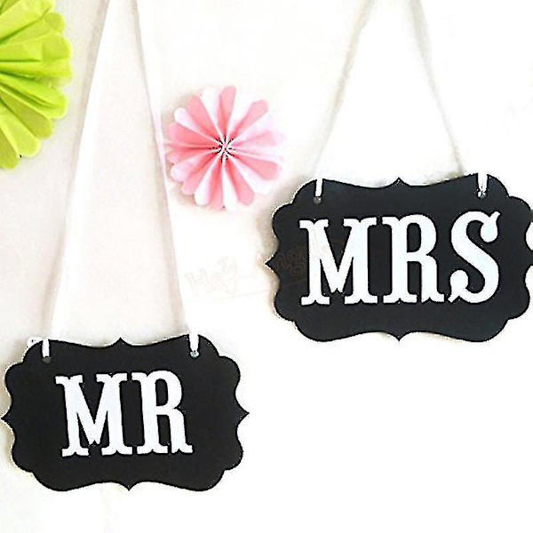 Vintage-tyyli Mr & Mrs -kirjainviiribanneri koristeeksi hääjuhliin ja valokuvausrekvisiitaksi (musta)