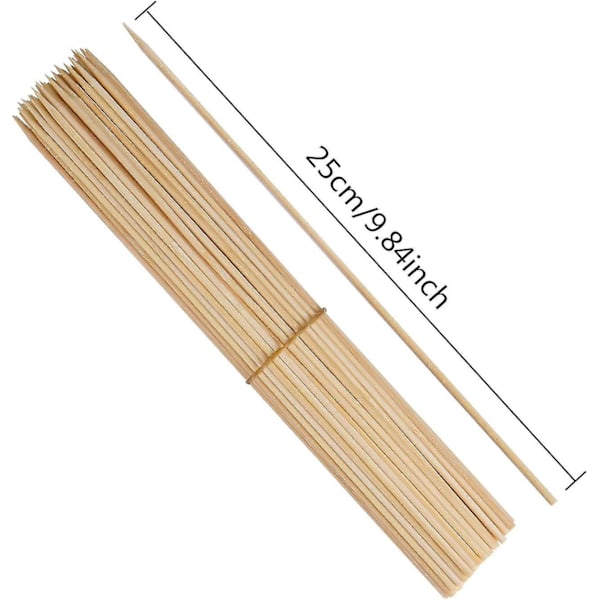 200 stk trespyd i bambus for grillspyd, grillpinner for grillfester, grønnsaker, frukt, familiefester (2,5 mm * 25 cm)