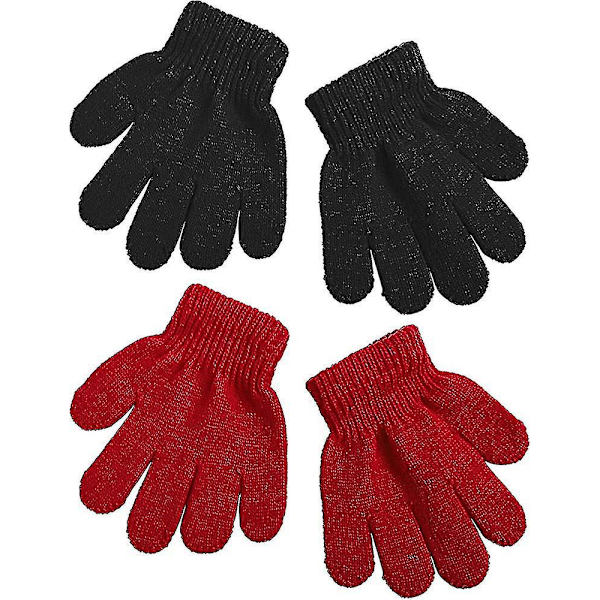 2 par tjocka magiska handskar för barn, vinterstretchiga, varma, helfingrade handskar, vantar, Lmell-gåva