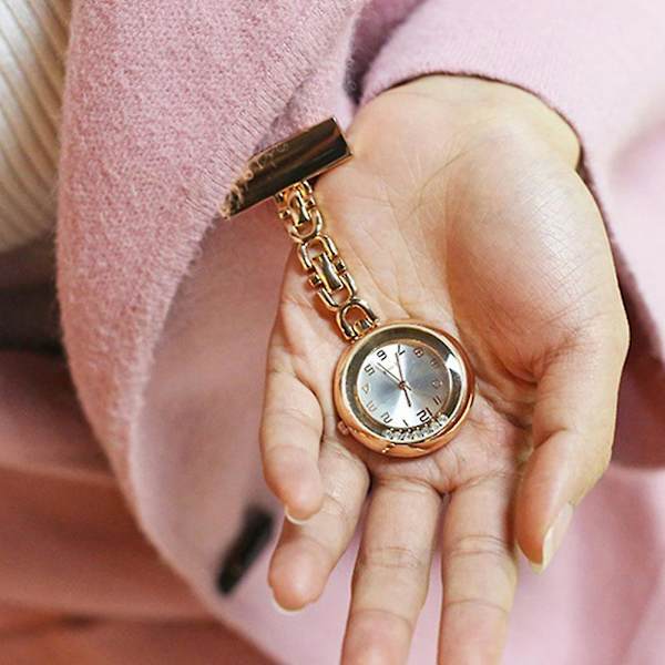Rhinestone-kvartsihoitajien rintaneula taskukello, klipsillä kiinnitettävä naisten hoitajien taskukello