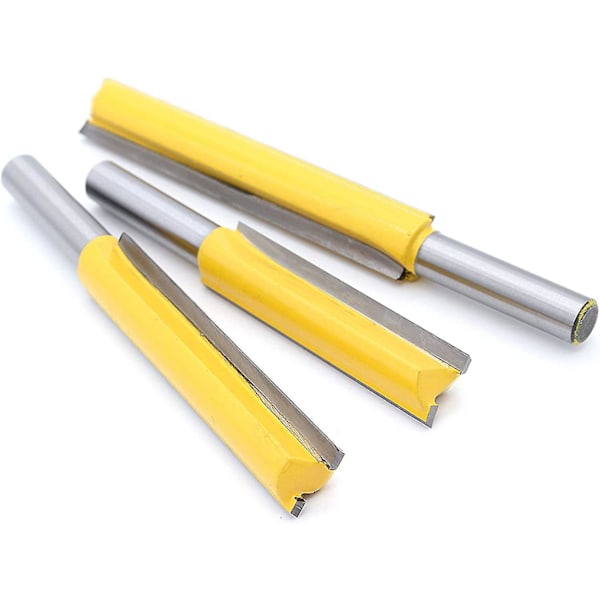 3 stk. 8mm skaft ekstra lange forsænkerfræsere, træbearbejdningsfræser ekstra lang fræser lige ende fræser 8mm*1/2\"*50.8mm, 8mm*1/2\"*63mm, 8mm*1/2\"*76mm