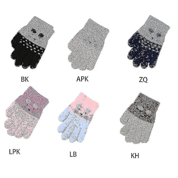 Vinter Cartoon Katt Vantar Hel Finger Stickad Vante Haka Barnvantar