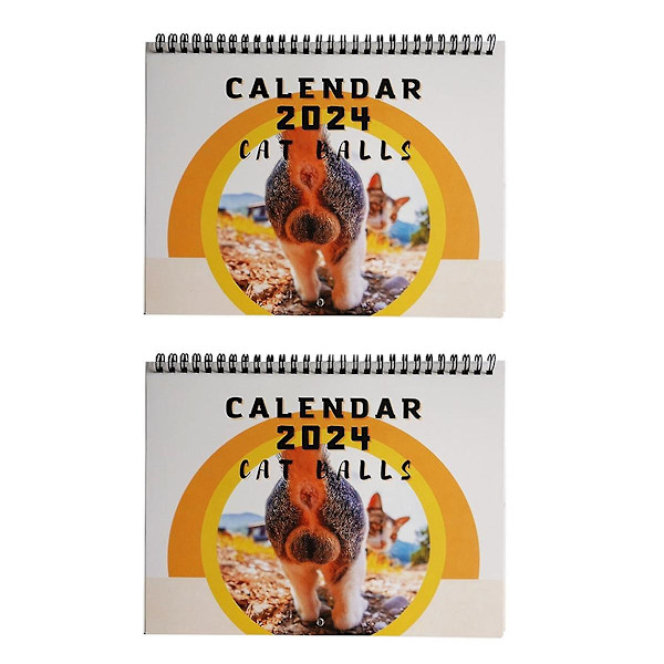 2 st 2024 Kalender Väggkalender 2024, Jan. 2024 - Dec. 2024, 2024 Kalender Katter Buttholes Kalender