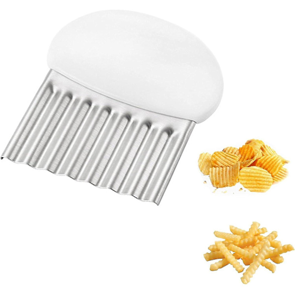 Potatischipsare, potatisskärare, potatisskärare i rostfritt stål, krusskärare (vit)