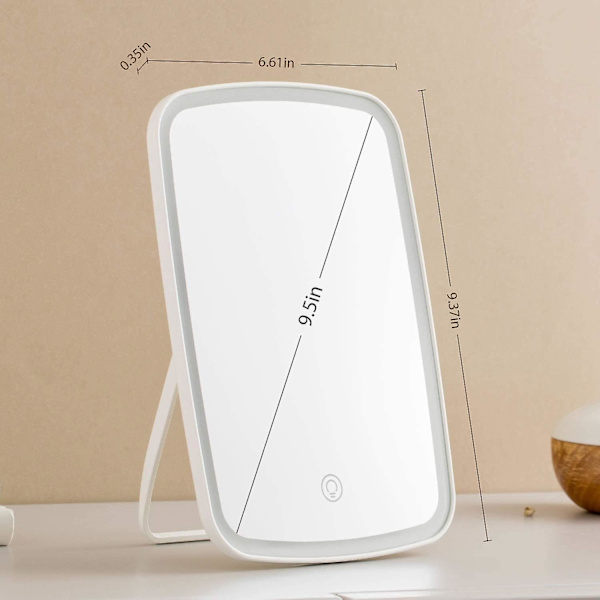 Berøringsskjerm Vanity Mirror med LED-lysstyrke Justerbar Bærbar USB-lading