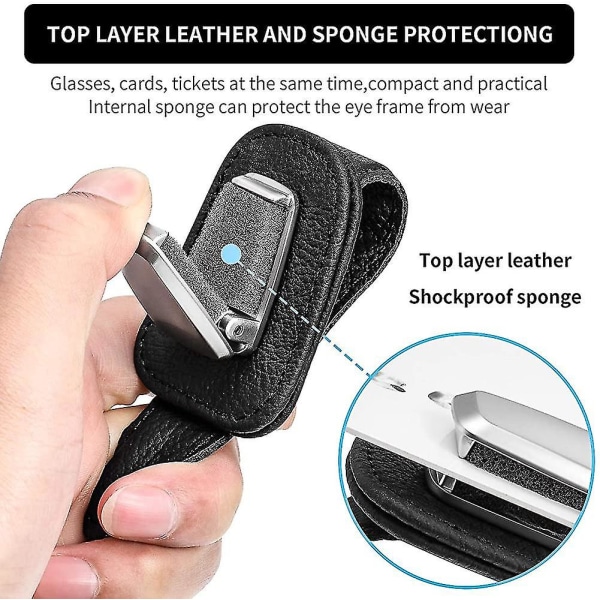 2-pack bilglasögonhållare universell solskyddsglasögonhållare klämma läder