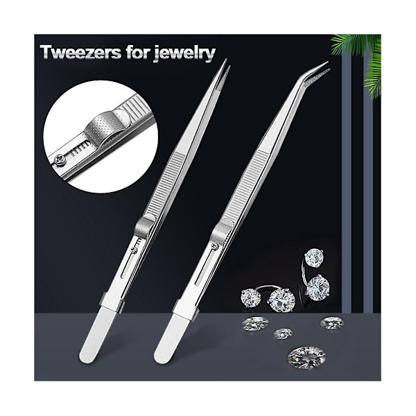 Diamond Tweezers Jewelers Holder Tool Stainless Steel Tweezers Diamond Claw Tweezers Gems Tweezer