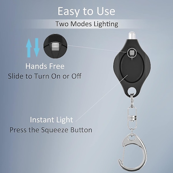 10-pak mini nøkkelring lommelykt ultra lys LED nøkkelring lys lommelykt, svart