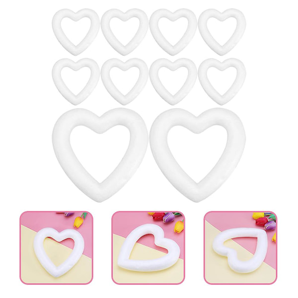 10 stk. Hjerteformet skumkransform DIY krans hjerte skum til bryllup Valentinsdag DIY-projekter