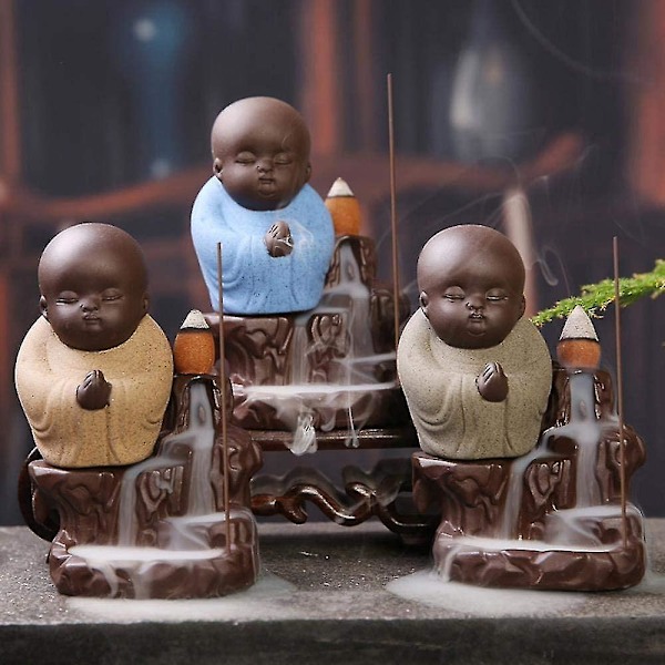2023 - Kodin keraaminen takaisinvirtaus suitsukkepoltin - Buddha suitsuketerassi (keltainen)