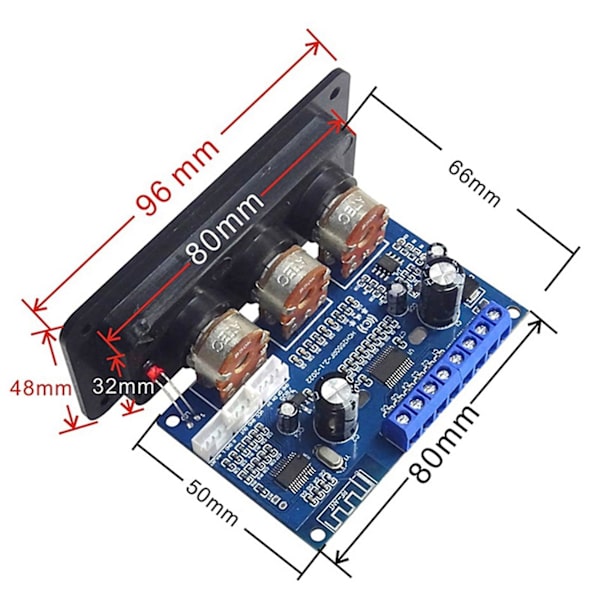 2.1-kanals digital förstärkarkort 2x25w+50w Bt5.0 Subwoofer Klass D Förstärkarkort Dc12-20v Med