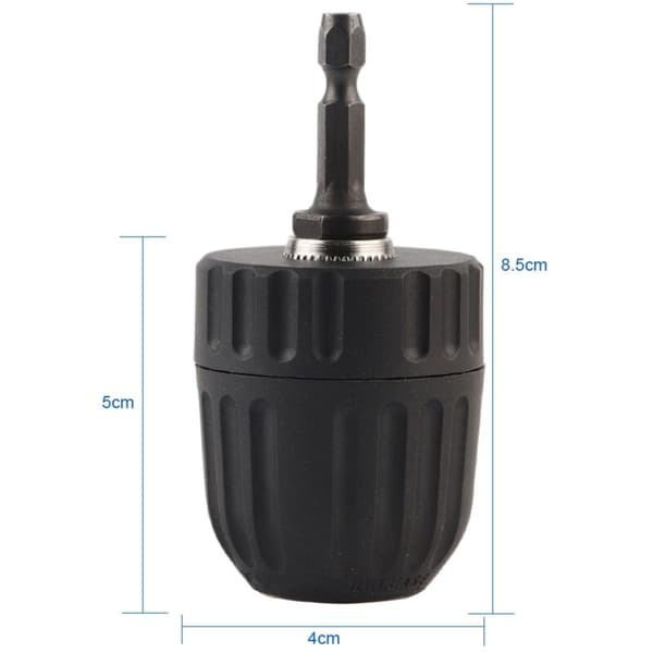 3/8-24UNF Nyckellös Borrchuck Snabbväxlingsadapter 0,8-10mm Kapacitet med 1/4\" Hex Skaft