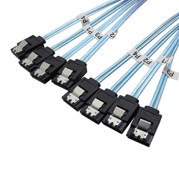 3x SATA-kabel, höghastighetskabel 6 Gbps, 4 portar/set, hög kvalitet för server, 0,5 meter