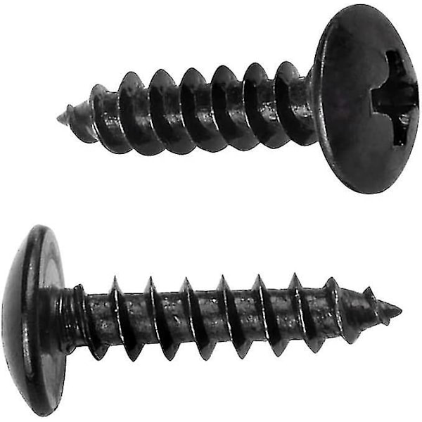 Krydshoved Træskruer - Rundt Hoved Svampehoved Fasteners Kulstofstål Selvborende Skruer (100stk, Sort)