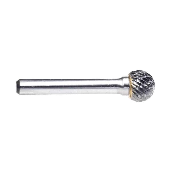 Wolframkarbid Burr kuleform dobbeltskjærende roterende burrfil (1/2'' kutterdiameter, 0,45'' kutterlengde) med 1/4'' skaftdiameter