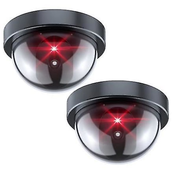 2-pack, svart, dummy-säkerhetskamera med blinkande rött LED-ljus och säkerhetsdekaler (sd-2)