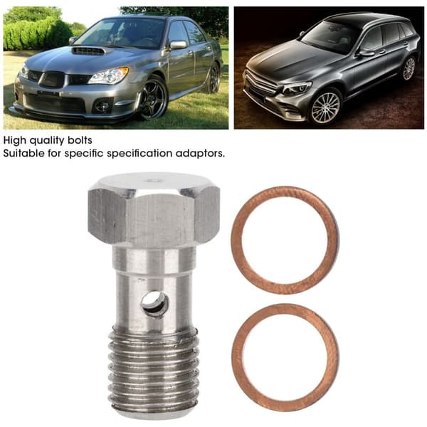 7/16inx20 Rustfrit Stål UNF Banjo Bolt 25mm Bremsefitting Adapter med 2 Spændeskiver
