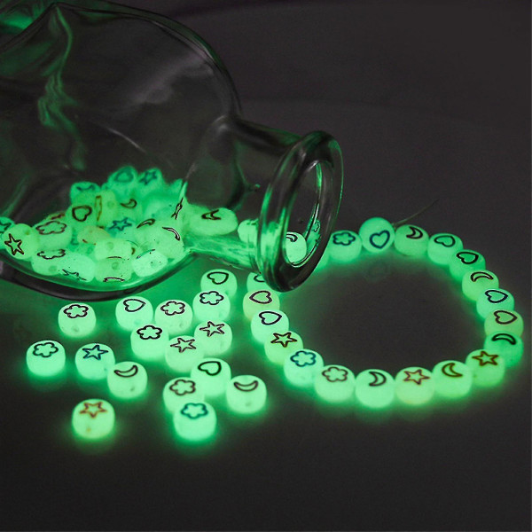 Akryl Lysende Flade Runde Spredte Perler Gennemskinnelige Pentagram Kærligheds Perler