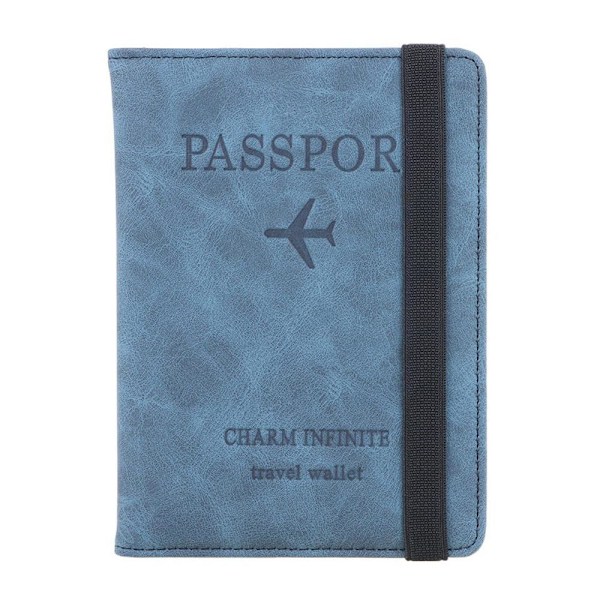 RFID Læder Pas Etui Dokument Rejse Pas Holder blå blue 14.8cmX1cmX11cm(5.82X0.39X4.33)