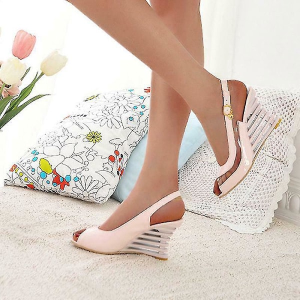 Peep toe wedgesandaler til damer 42 Sort