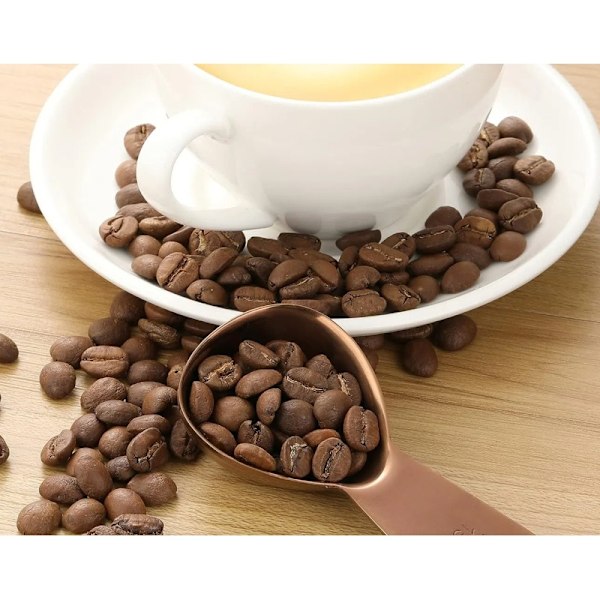 Set med 3 roséguldfärgade kaffeskopor på 15 ml - de bästa rostfria måttskedarna för kaffe, te och mer