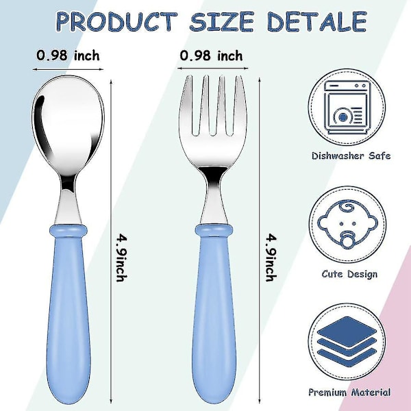 24-delars set med gafflar och skedar för småbarn, bestickset för barn, bestick i rostfritt stål för småbarn