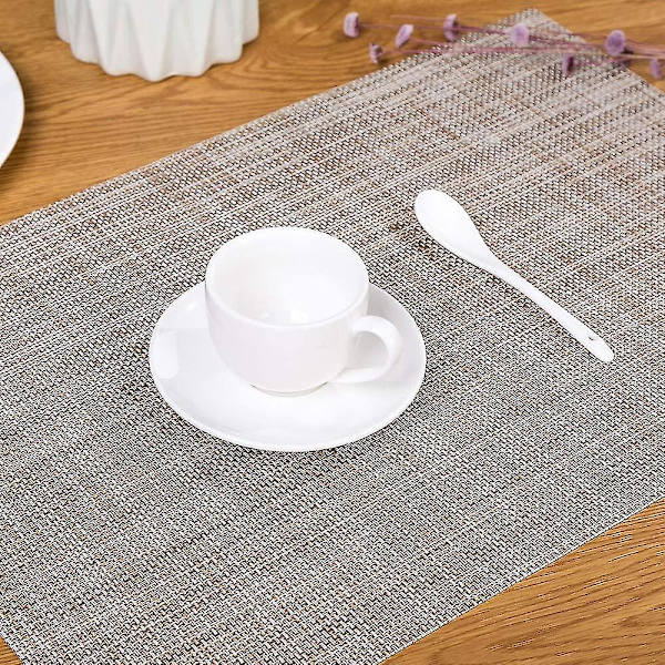 Bordsplassmatter, 4 stk Varmeisolerende Vaskbare Sklisikre PVC-Plassmatter 4 Farger Flekkbestandig Skrivebordbeskytter Gjenbrukbare Plassmatter for Kjøkken og Spisestue