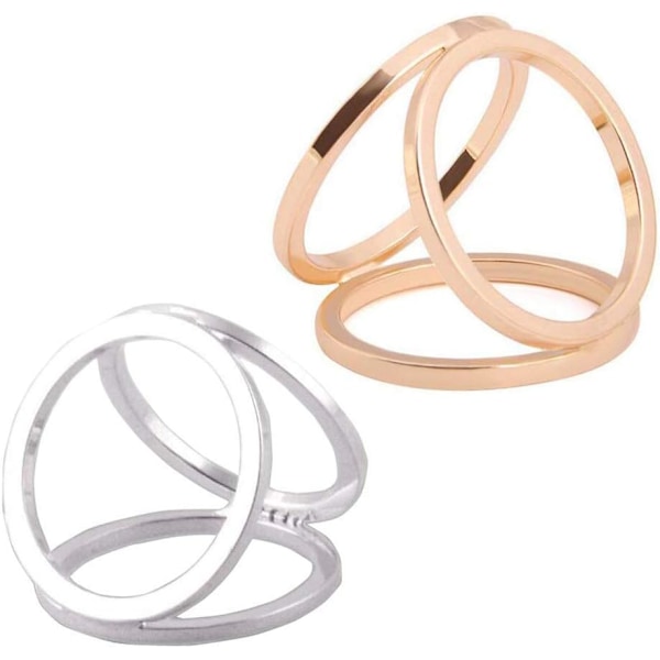 （Silver & Gold）2 st Tre Ringscarfspännen Modern Enkel Stil Silkescarfspännen för Kvinnor
