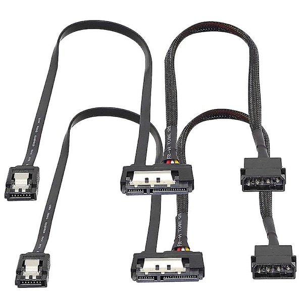 2 kpl Sata 6g datakaapeli, Sata-virta 2-in-1-jatkojohto, lp4 Ide Sata 15p naaras sarjallisen A