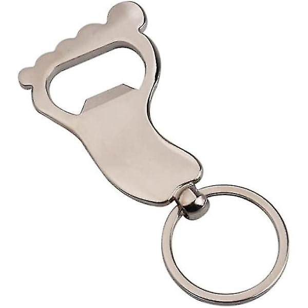 Flaskeåpner nøkkelring metall fotformet brus ølflaskeåpner nøkkelring drikkeflaskeåpner nøkkelring sølv (1 pakke)