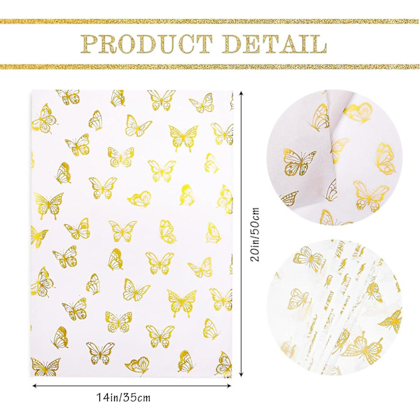 60 st Butterfly Tissue Paper Sheets för presentdekorationer