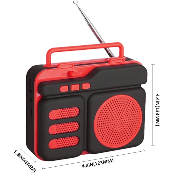 Multifunktionell radio, utomhus multifunktionell retro radio Bluetooth-högtalare, batterikapacitet