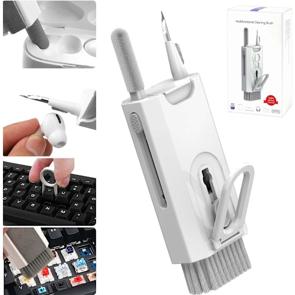 Telefonrengöringskit, skärmrengöring med spray och mikrofiberduk, multifunktionellt tangentbordsrengöringskit smartphone, surfplatta - vit