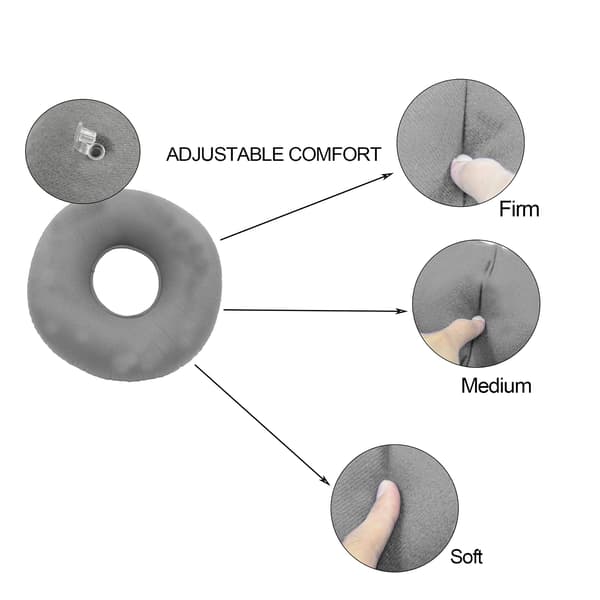 （grå）Setepute, stolsete for eldre, setepute for bil, svart, 14 tommer i diameter