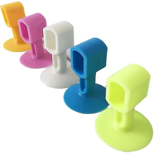 5 Pack Rubber Door Stoppers Door Handle Buffer Silicone Adhesive Door Stop For Protect Wallswhite+blue+green+red+orange (one Each)