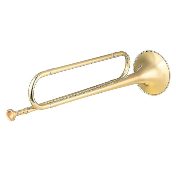 Messing C-Bugle Gullbelagt Trompet Kavalerihorn Med Munnstykke Musikk Instrument For Begynnere Skoleband Militærorkester (18,7 Tommer) Hk