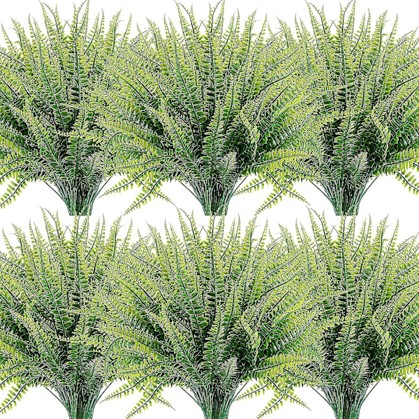 12 Bundles Artificial Plants, Fake Boston Fern Greenery Outdoor Uv Resistant No Fade Faux