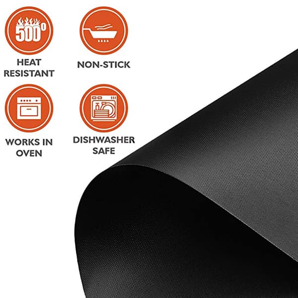 5-pak ovnmåtter - Non Stick 40x33cm Sort