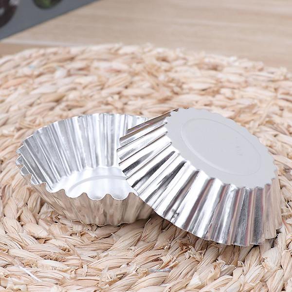 24 stk. aluminiumslegerings eggterteformer, non-stick krus, gjenbrukbare blomsterformede cupcake muffins bakekopp terteformer