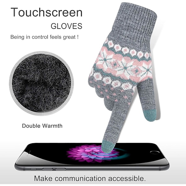 Vinter Touchscreen Handskar Varma Termiska Mjuka Foder Elastiska Manschetter För Acsergery Kvinnor Present