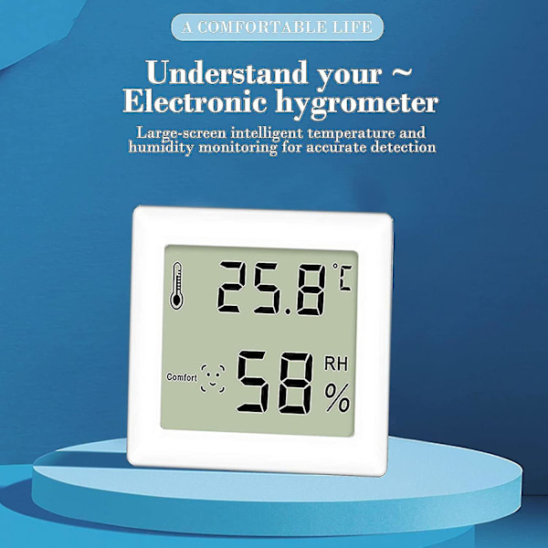 3-pak termo-hygrometer, ultratyndt termometer og hygrometer, digitalt hygrometer, indendørs termometer til lodret eller vægmontering