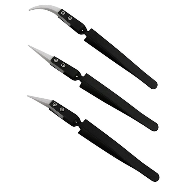 3 stk Profesjonelle Keramiske Pinsetter Praktiske Spisse Elektroniske Pinsetter