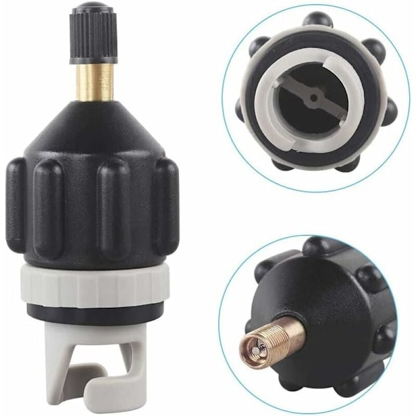 Sup-adapter til kompressorluftpumpe - Sort - Standardventiladapter til kano, kajak, paddleboard og oppustelig båd