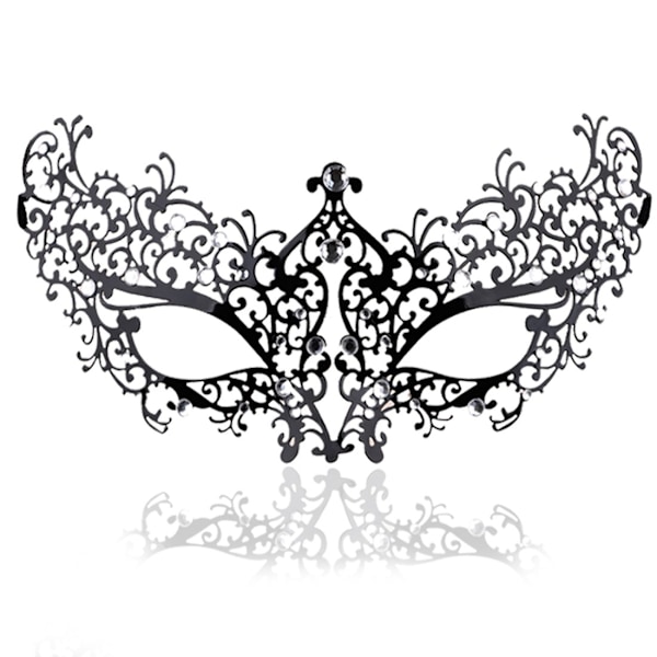 Maskeradmask för kvinnor Ultralätt metallmask Glansig metall Strass venetiansk vacker festkvällsbalmask.
