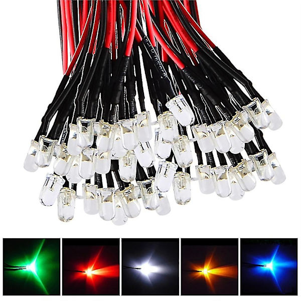10 st 20 cm 3 mm/5 mm LED-lampkabel Glödlampa Förtrådad DC Emitterande Diodljus 3 mm vit